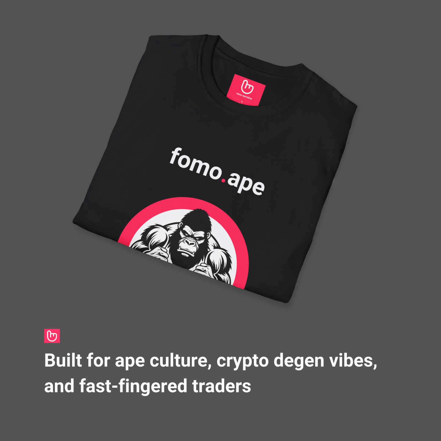 fomo.ape – No Patience, Just Positions | YOLO Market Tee - Unique Graphic Tee by nano.narrative