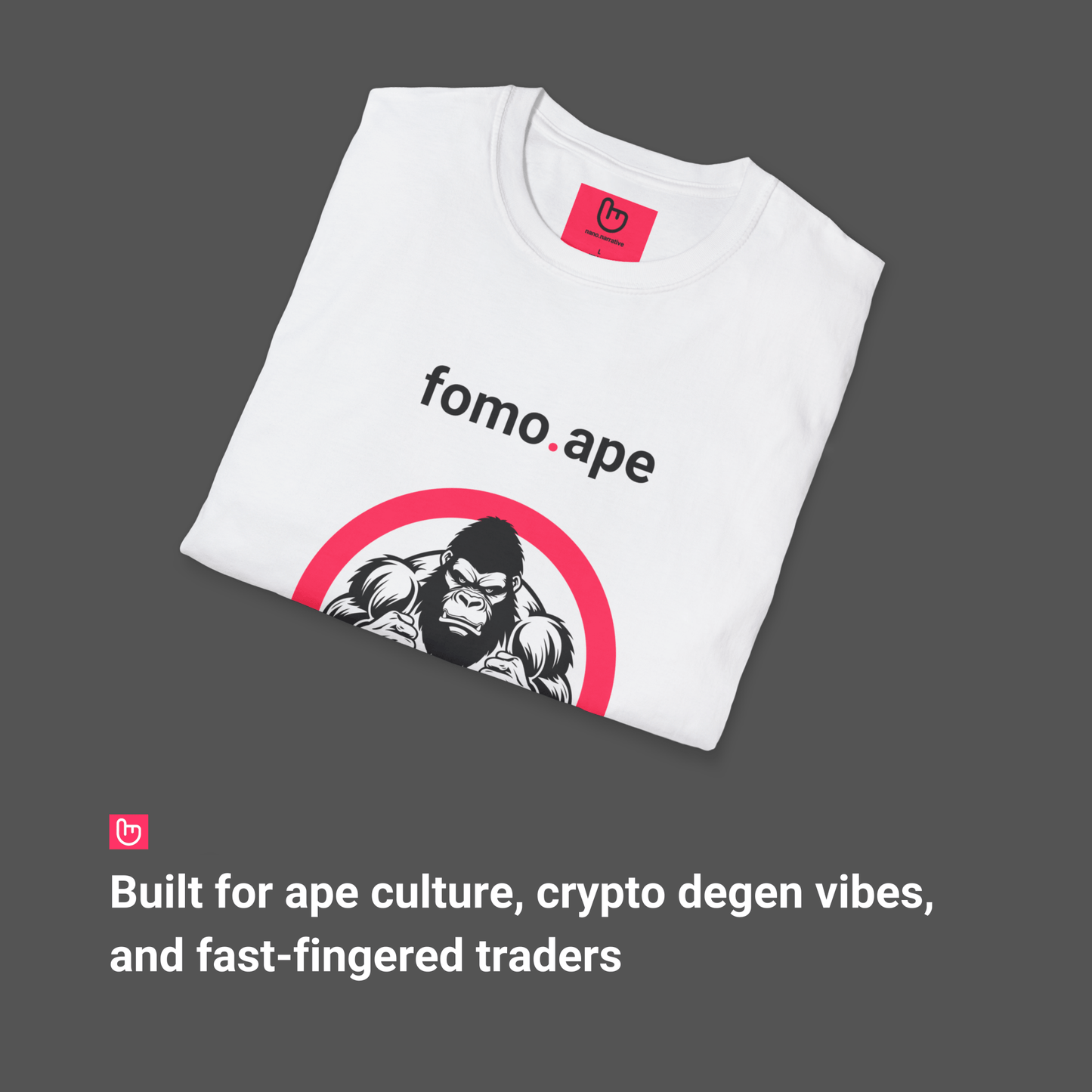 fomo.ape – No Patience, Just Positions | YOLO Market Tee - Unique Graphic Tee by nano.narrative