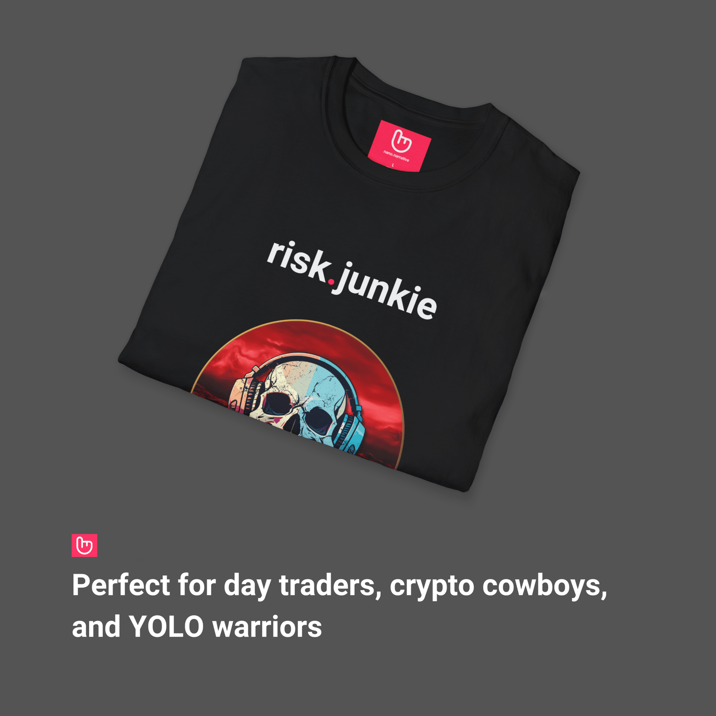 risk.junkie – High Stakes & Hardcore Trades | Adrenaline Tee - Unique Graphic Tee by nano.narrative