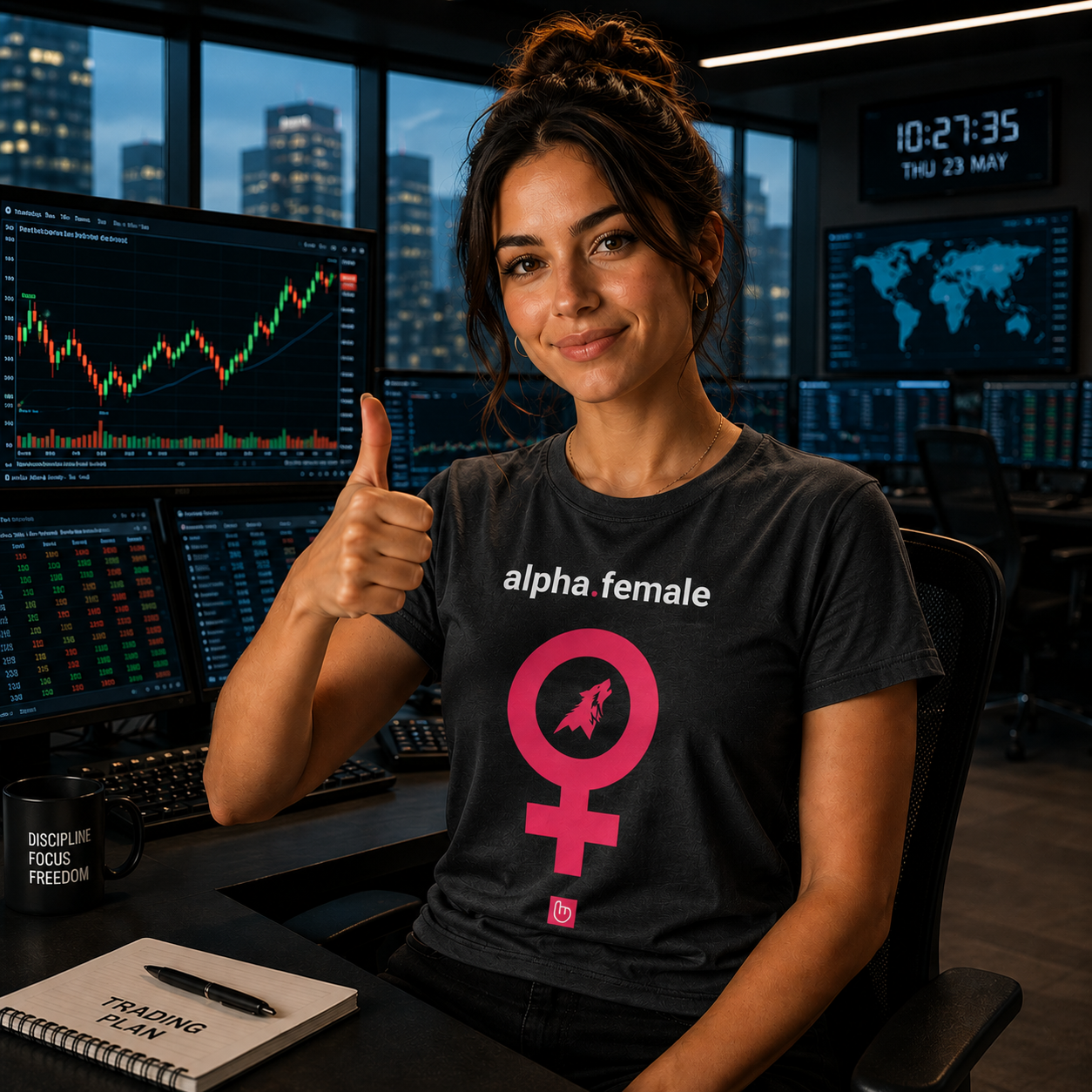 alpha.female – Wolfpack Strength & Market Instinct | Empowerment Tee_BLACK