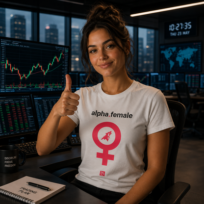 alpha.female – Wolfpack Strength & Market Instinct | Empowerment Tee_WHITE