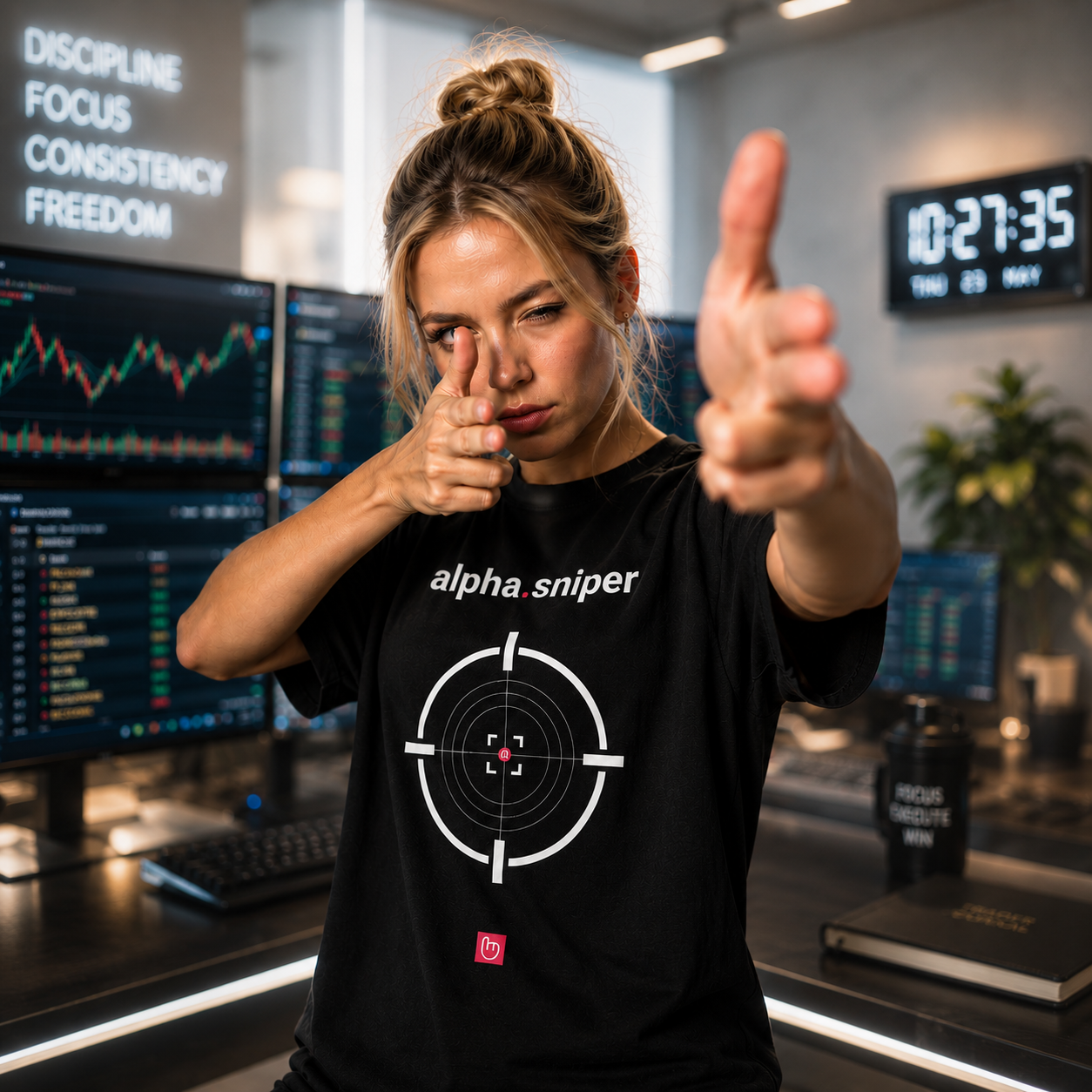 alpha.sniper – Precision Entries, No Mercy Exits | Tactical Trading Tee_BLACK