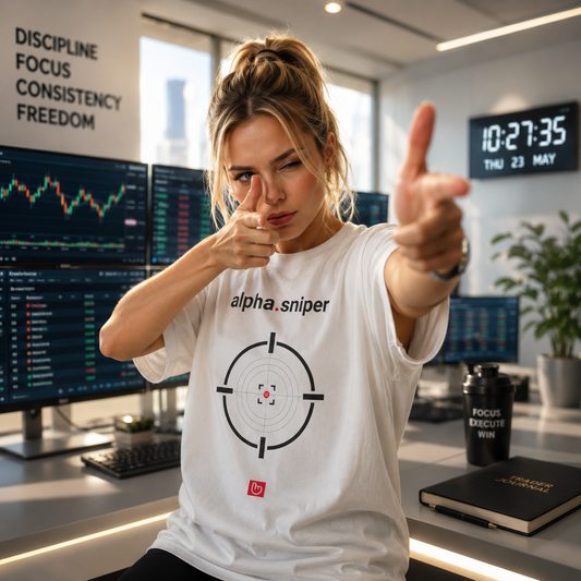 alpha.sniper – Precision Entries, No Mercy Exits | Tactical Trading Tee_WHITE
