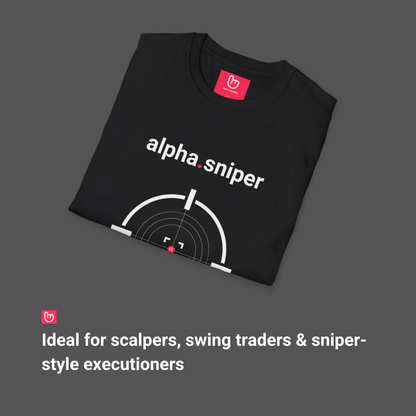 alpha.sniper – Precision Entries, No Mercy Exits | Tactical Trading Tee - Unique Graphic Tee by nano.narrative