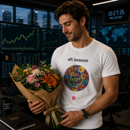 alt.season – The Bloom of Crypto Gains | Bull Run Era Tee_WHITE |  nano.narrative