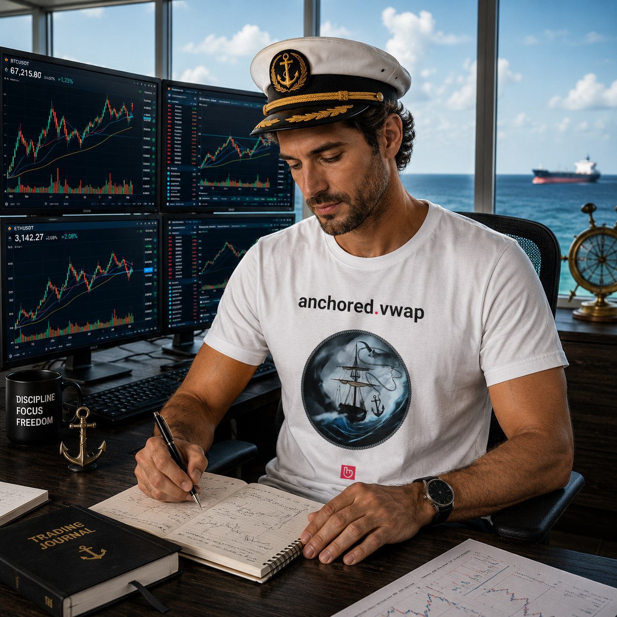 anchored.vwap – Chart Your Course | Precision Trading Tee_WHITE |  nano.narrative