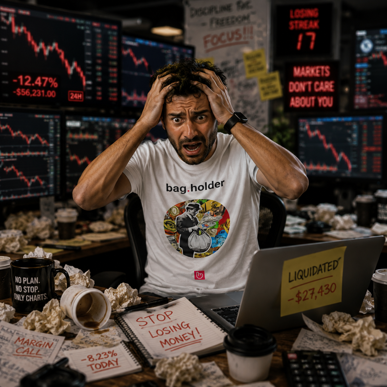 bag.holder – Holding the Bags & the Regrets | Market Survivor Tee_WHITE | nano.narrative