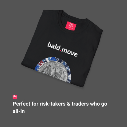 bald.move – High - Stakes Gambit & Unapologetic Play | Risk - Taker Tee - Unique Graphic Tee by nano.narrative