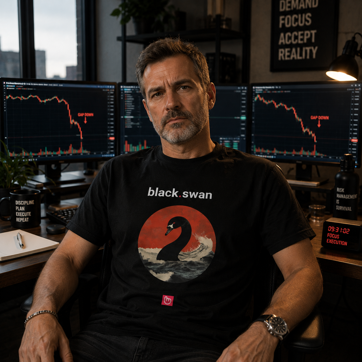 black.swan – Unpredictable Chaos | Market Crash Tee_BLACK
