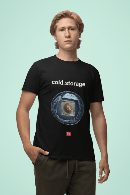 cold.storage – Secure Your Crypto | Unisex Bitcoin Tee - Unique Graphic Tee by nano.narrative