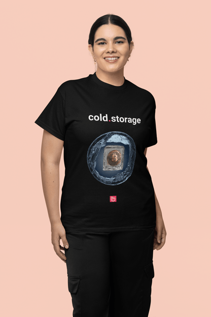 cold.storage – Secure Your Crypto | Unisex Bitcoin Tee - Unique Graphic Tee by nano.narrative