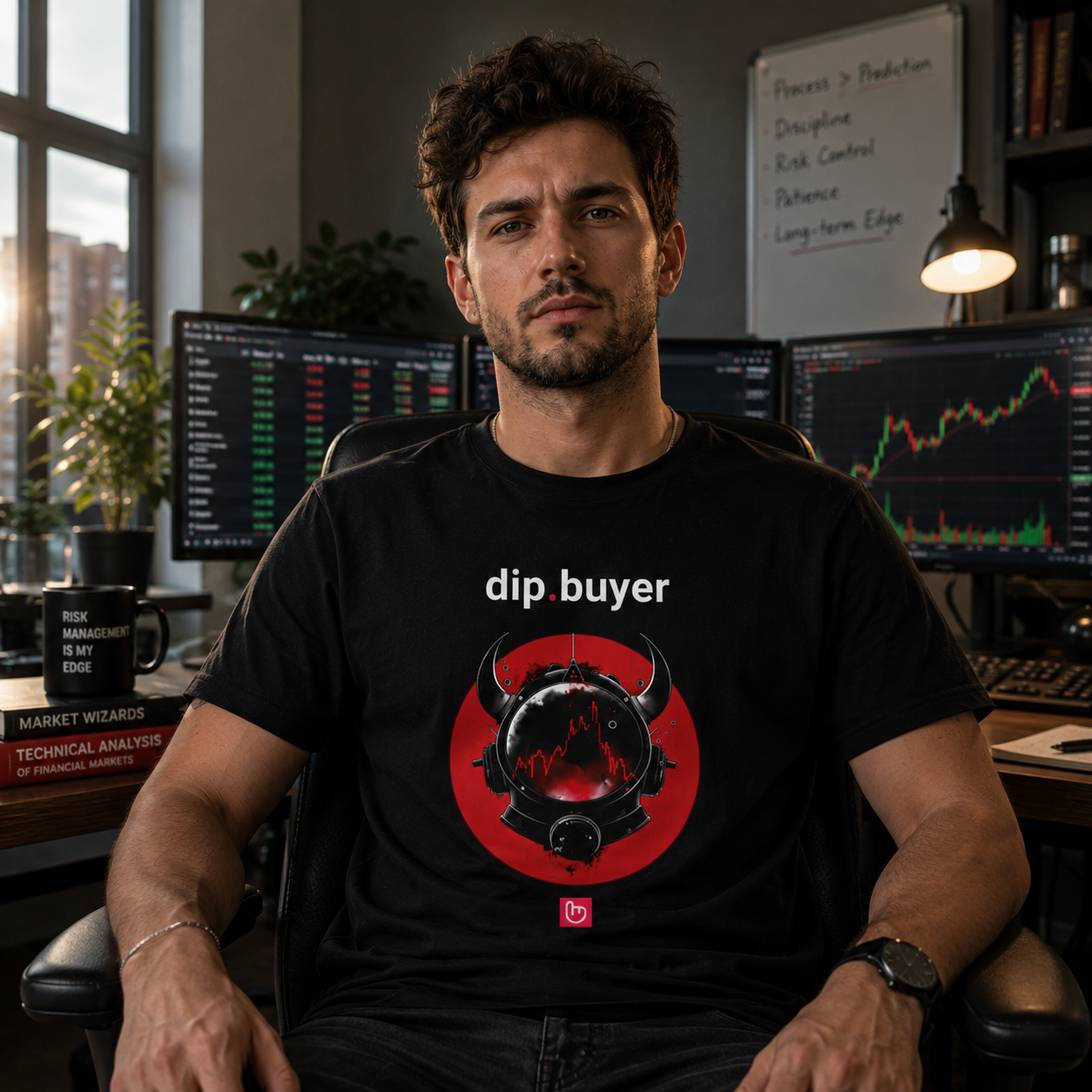 dip.buyer – Blood in the Charts, Faith in the Bounce | Contrarian Market Tee_BLACK1