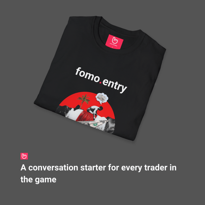 fomo.entry – The Chase Begins | High - Stakes Trading Tee - Unique Graphic Tee by nano.narrative