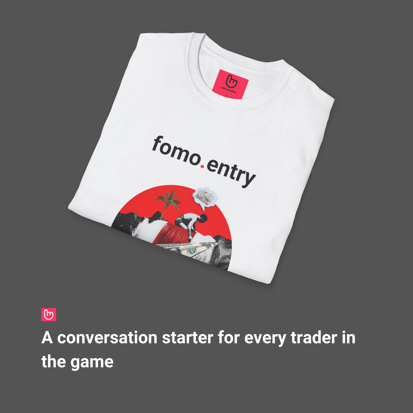 fomo.entry – The Chase Begins | High - Stakes Trading Tee - Unique Graphic Tee by nano.narrative