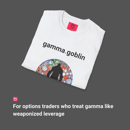 gamma.goblin – IV Spikes & Delta Swings | Degen Options Tee - Unique Graphic Tee by nano.narrative