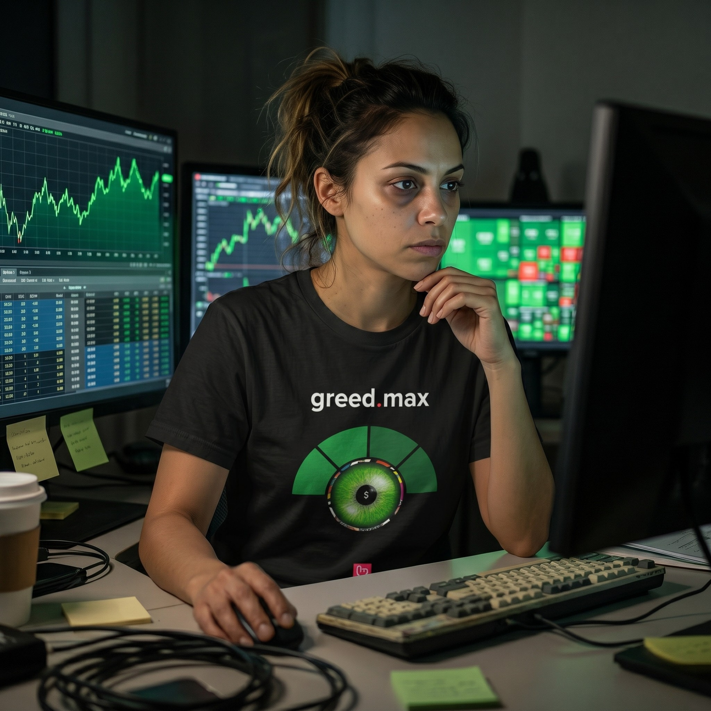 greed.max – Peak Market Euphoria | Unisex Trader Tee | BLACK