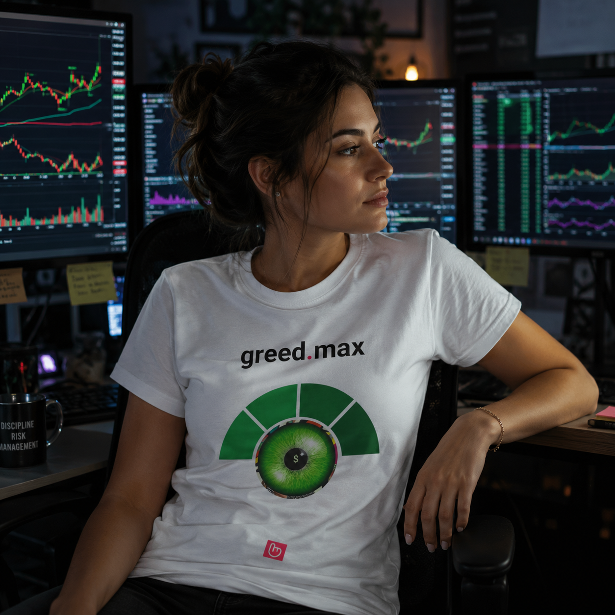 greed.max – Peak Market Euphoria | Unisex Trader Tee | WHITE1