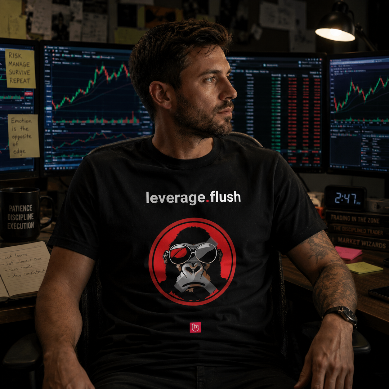 leverage.flush – Margin Calls & Mayhem | Liquidation Tee |  BLACK