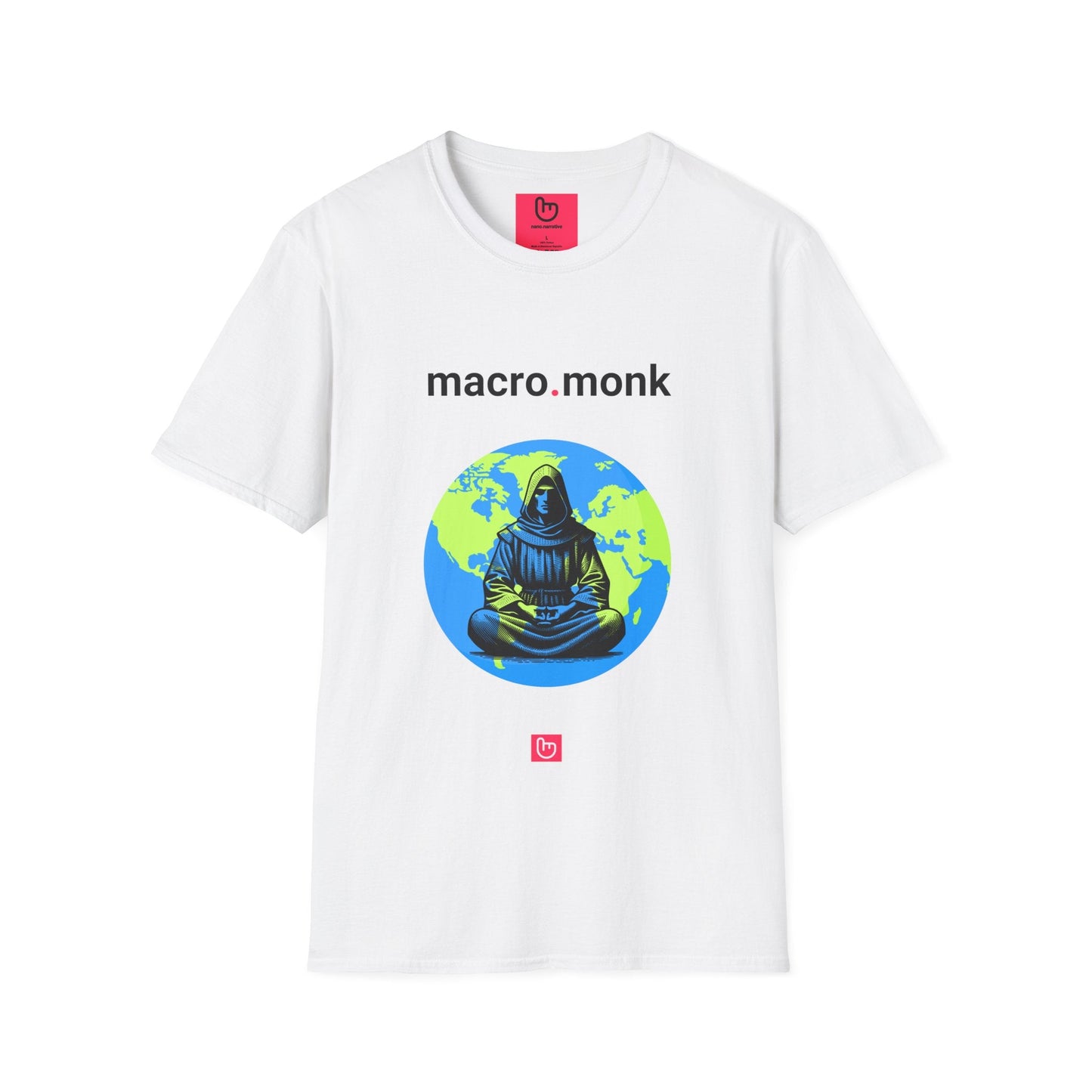 macro.monk – Global Calm & Geopolitical Focus | Macro Tee - Unique Graphic Tee by nano.narrative