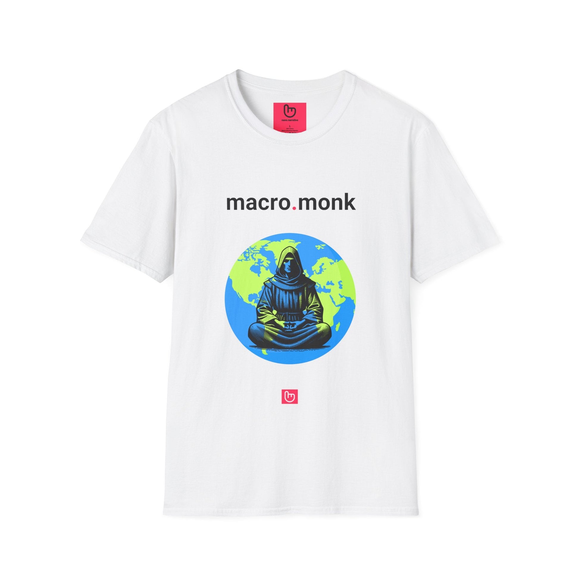 macro.monk – Global Calm & Geopolitical Focus | Macro Tee - Unique Graphic Tee by nano.narrative