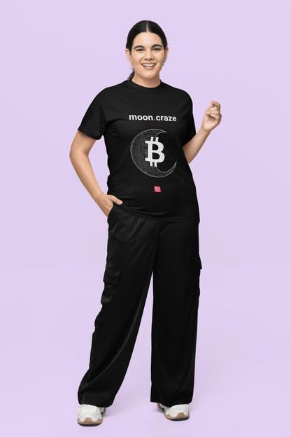 moon.craze – Bitcoin to the Moon | Unisex Crypto Graphic Tee - Unique Graphic Tee by nano.narrative