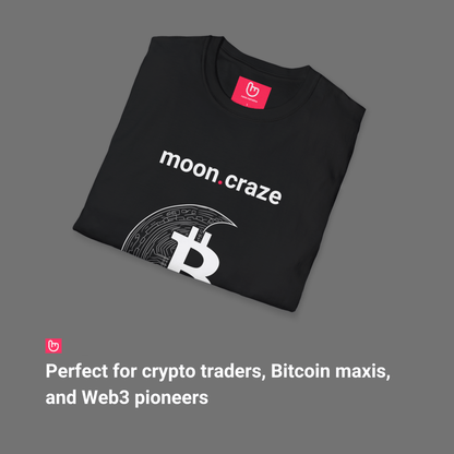 moon.craze – Bitcoin to the Moon | Unisex Crypto Graphic Tee - Unique Graphic Tee by nano.narrative