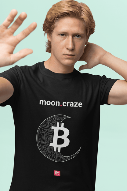 moon.craze – Bitcoin to the Moon | Unisex Crypto Graphic Tee - Unique Graphic Tee by nano.narrative