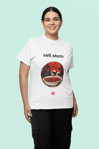 sell.storm – The Bloodbath Begins | Bearish Surge Tee - Unique Graphic Tee by nano.narrative