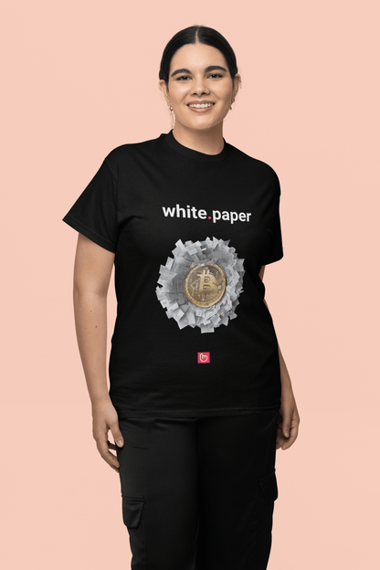white.paper – The Bitcoin Origin | Unisex Crypto Tee - Unique Graphic Tee by nano.narrative
