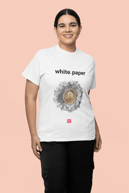 white.paper – The Bitcoin Origin | Unisex Crypto Tee - Unique Graphic Tee by nano.narrative
