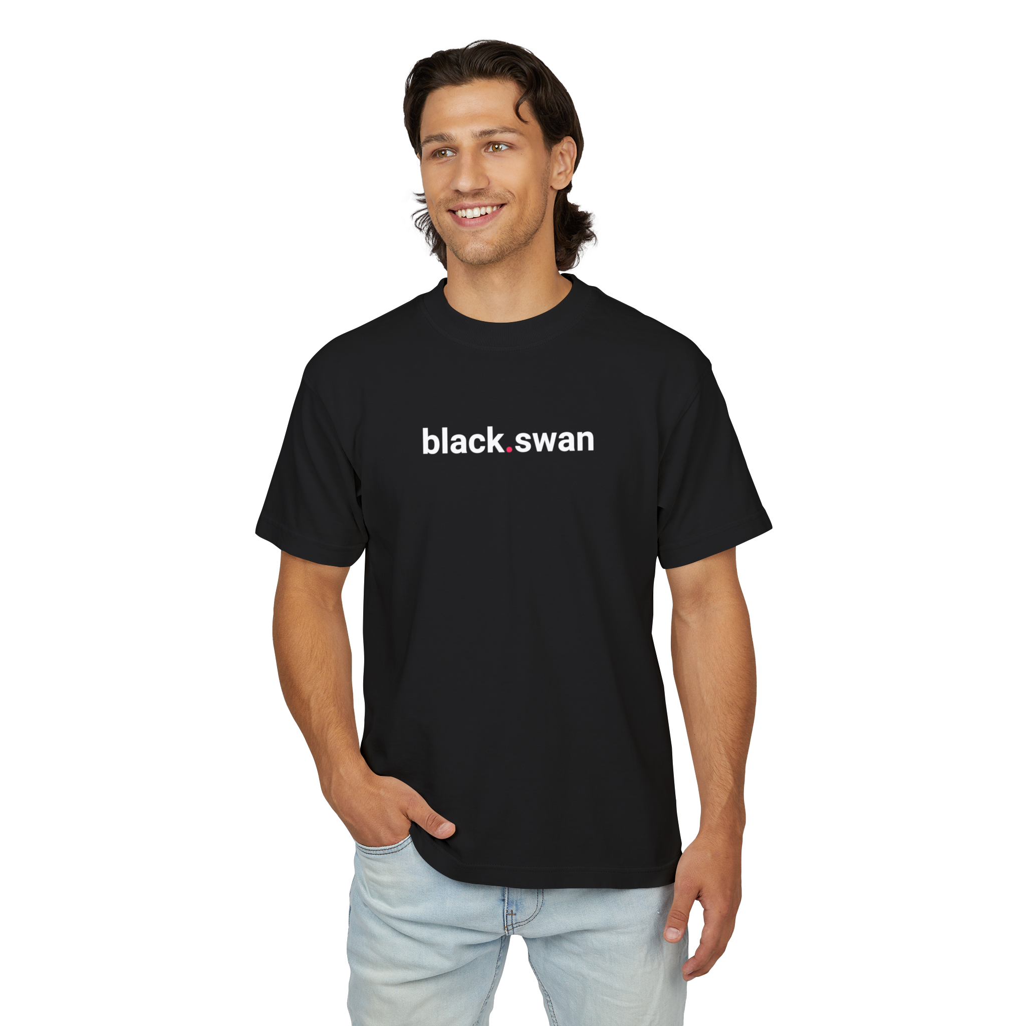 Model wearing black.swan — front