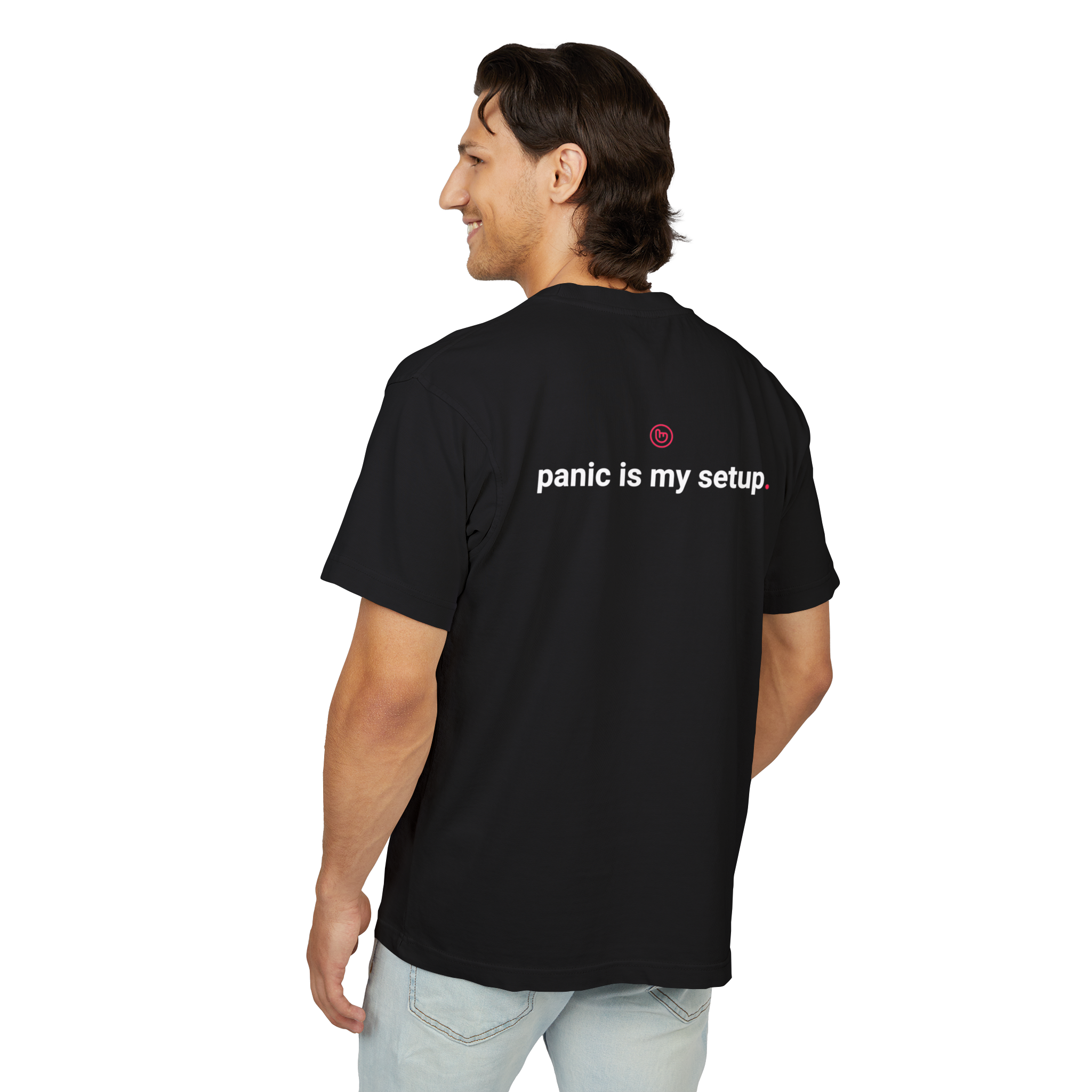 Model wearing buy.fear — back